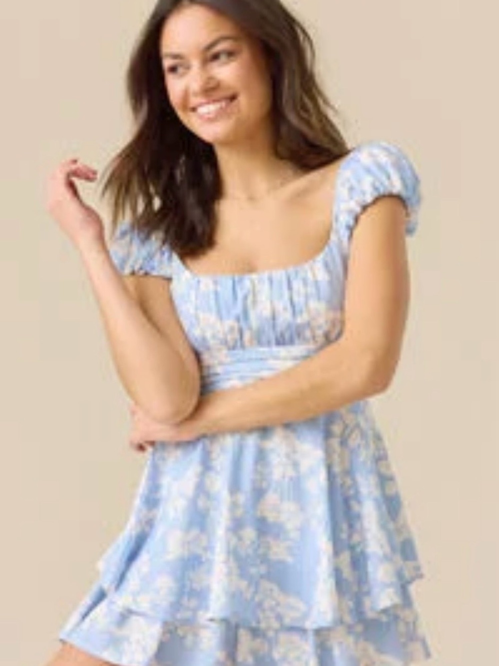 Altar'd State Light Blue and Cream Floral Romper
